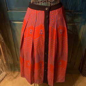 ModCloth Pleated Skirt size 14 - red and blue with black trim